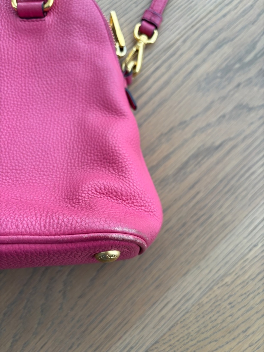 Prada Pink Pebbled Leather Crossbody Satchel with Gold Hardware - Picture 12 of 14